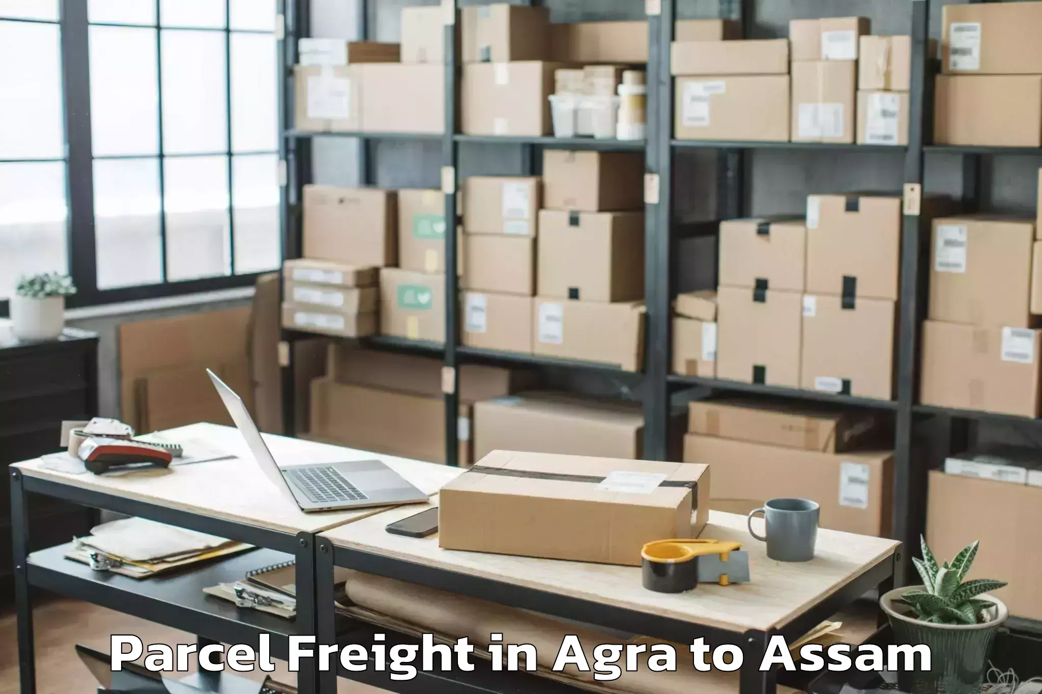 Top Agra to Baihata Chariali Parcel Freight Available